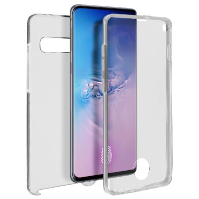 AVIZAR Coque pour Samsung Galaxy S10 Protection 360&deg; Rigide + Avant Silicone transparent 
