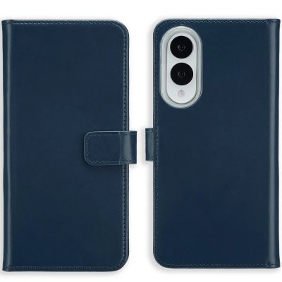 SELENCIA Coque pour Samsung Galaxy S25 Edge Cuir v&eacute;ritable Bleu fonc&eacute;