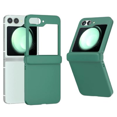 HTDMOBILES Coque pour Samsung Galaxy Z Flip 7 FE - housse etui rigide avant et arriere - VERT FONCE