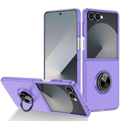HTDMOBILES Coque pour Samsung Galaxy Z Flip 7 - housse etui rigide bague anti choc magnetique - MAUVE