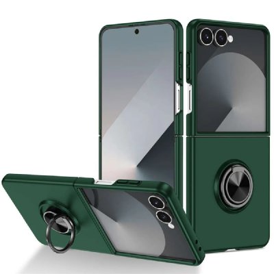 HTDMOBILES Coque Pour Samsung Galaxy Z Flip 7 - Housse Etui Rigide Bague Anti Choc Magnetique - Vert
