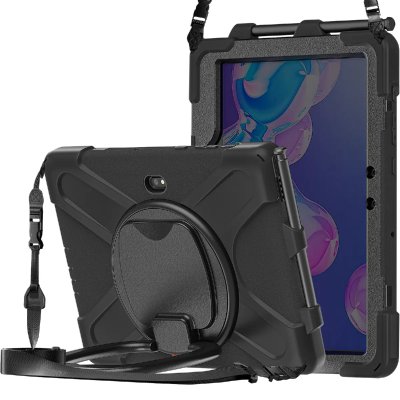 AVIZAR Coque pour Samsung Tab Active 5 Pro et 4 Pro Poign&eacute;e et Bandouli&egrave;re Noir