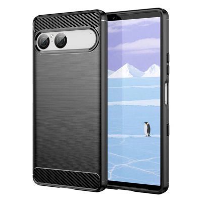 HTDMOBILES Coque Pour Sony Xperia 10 Vii - Housse Etui Silicone Gel Carbone + Film Ecran - Noir