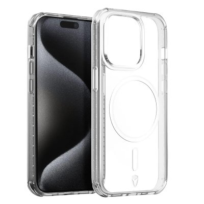FORCE CASE Coque Renforc&eacute;e AIR Compatible MagSafe pour iPhone 15 Pro Max Transparent