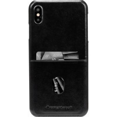 DBRAMANTE1928 Coque rigide en cuir noir  pour iphone xs max