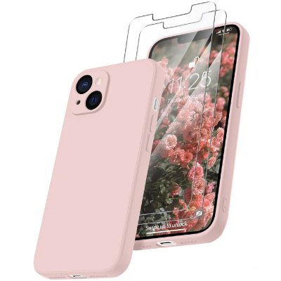 LITTLE BOUTIK Coque Rose pour iPhone 13 (6,1) et 2 Verres Tremp&eacute; Film Protection Ecran
