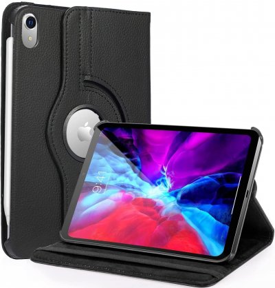 PHONILLICO Coque Rotative 360 -  - iPad MINI 6 - Noir - Multi-positions - Protection &Eacute;lastique