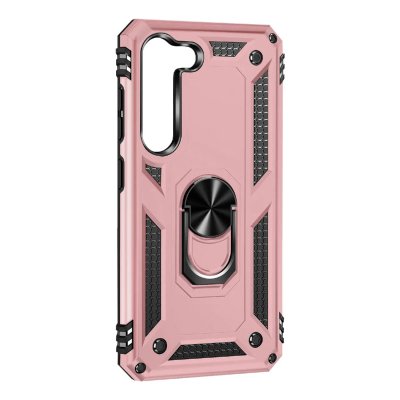 AVIZAR Coque Samsung Galaxy S23 Ultra Rigide Bague Support Rose Champagne