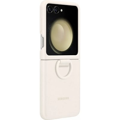 SAMSUNG Coque  Galaxy Z Flip 5 Silicone avec anneau - Cr&egrave;me - Neuf