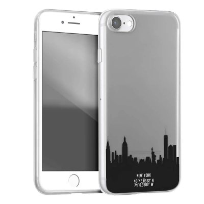 Coque semi-rigide transparente monuments new-yorkais pour iphone se (2020)/8/7