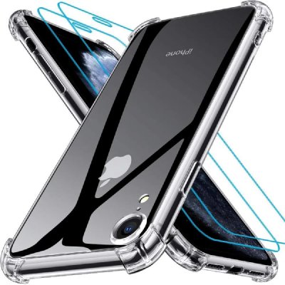 Coque Silicone Angles Renforces + 2 Vitres Protection Ecran Pour Apple iPhone X / Xs