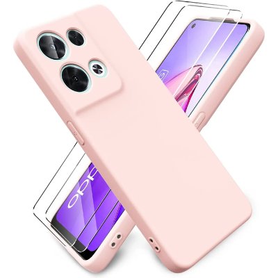 LITTLE BOUTIK Coque Silicone Couleur Rose + 2 Verres Trempes Pour Oppo Reno 8 5G
