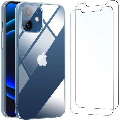 Coque Silicone Transparent Pour iPhone 12 / iPhone 12 Pro + 2 Verres Trempes