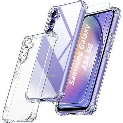 LITTLE BOUTIK Coque Silicone Transparente Angles Renforces + 2 Verres Trempes Pour Samsung Galaxy A54 5G