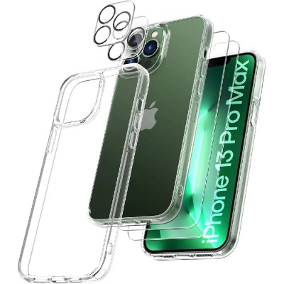 LITTLE BOUTIK Coque  Transparente + 2 Protection Ecran et Camera Pour iPhone 13 Pro Max 