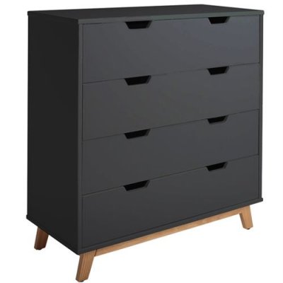 CORINNA Commode de chambre 80 cm - Gris anthracite et d&eacute;cor ch&ecirc;ne