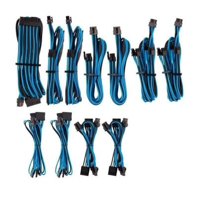 CORSAIR  compatible premium pro sleeved kabel-set (gen 4) - blau/schwa
