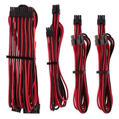 CORSAIR  premium sleeved kabel-set (gen 4) - rot/schwarz