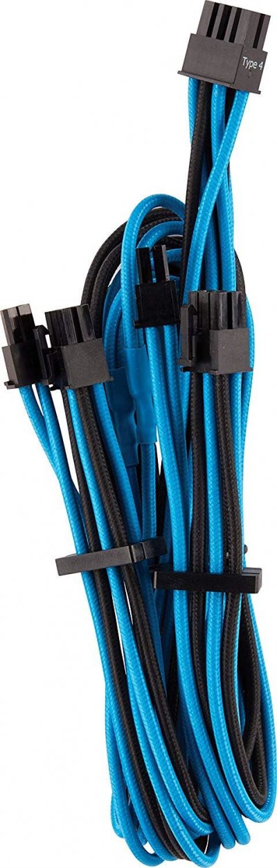 CORSAIR  premium sleeved pcie dual-kabel, doppelpack (gen 4) - blau/sc