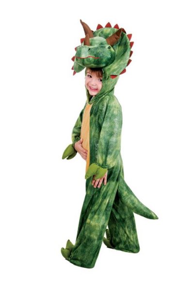 CHAKS Costume Enfant Dinosaure Triceratops - Vert - 104 cm