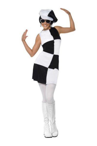SMIFFYS Costume Robe 1960's Noir Et Blanche - M