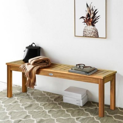 COSTWAY  Banc de Jardin en Bois d&acute;Acacia 132 x 34 x 43,5CM Charge Max 360KG