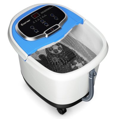 GIANTEX CostwayBain de Pied 15L avec Ecran LED 6 Rouleau de Massage Chaleur Automatique 35℃-48℃ Bleu