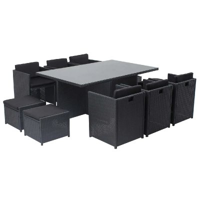 CONCEPT USINE C&ocirc;t&eacute; Lounge Ensemble 1 table, 6 fauteuils & 4 poufs Family noir T.U