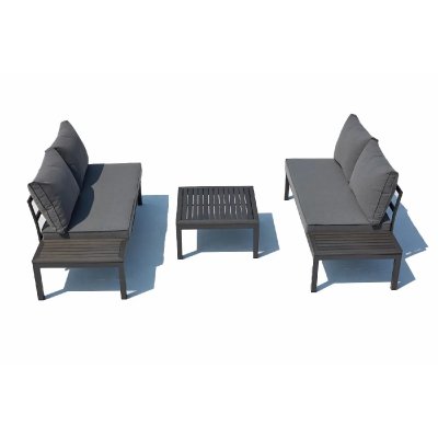 CONCEPT USINE C&ocirc;t&eacute; Lounge Salon de jardin 4 places aluminium Apila gris fonc&eacute; T.U