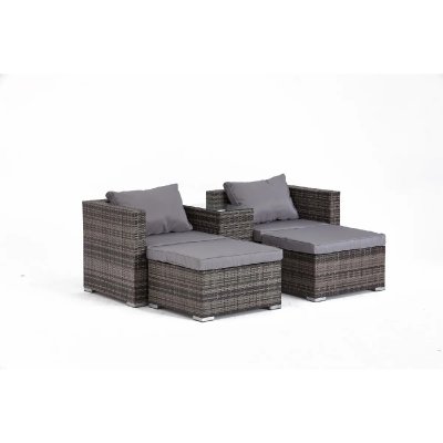 CONCEPT USINE C&ocirc;t&eacute; Lounge Salon jardin r&eacute;sine 4 places gris - 144x170x65 cm T.U