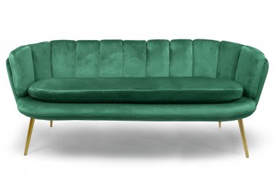NON RENSEIGNE Cotecosy - Canap&eacute; 3 places arrondi Brenda Velours Vert pieds Or - Vert