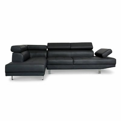 PARIS PRIX Cotecosy - Canap&eacute; d'angle avec t&ecirc;ti&egrave;res relevables Alfa Noir - Noir