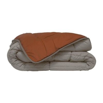  Couette Microfibre 400g/m2 CALGARY - 140 x 200 cm - Gris galet et Marron gimgembre
