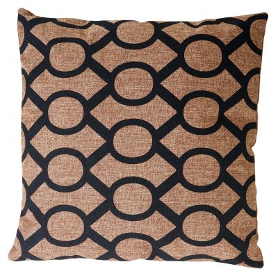Coussin de d&eacute;coration, cercles, coussin avec bourrage, marron / noir, 45x45cm