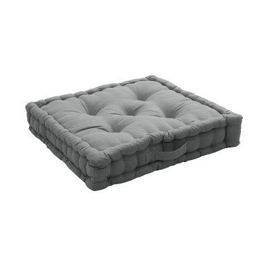 Coussin de sol uni en pur coton - Gris - 50 x 50 x 10 cm