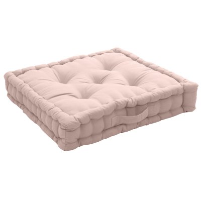 ENJOY HOME Coussin de sol uni en pur coton - Vieux rose - 50 x 50 x 10 cm