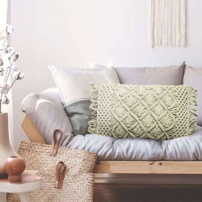 Coussin Macrame - 30 x 50 cm - Beige naturel