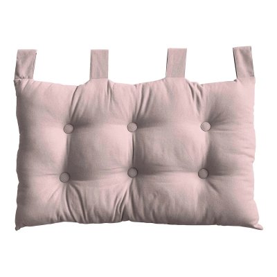 Coussin t&ecirc;te de lit en coton et pattes boutonn&eacute;es - Vieux rose - 70 x 45 cm
