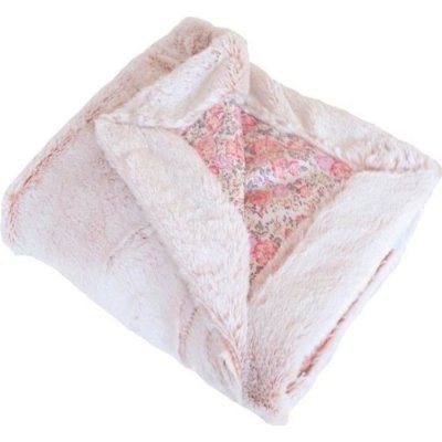 DOMIVA Couverture enfant en liberty et fausse fourrure - Rose - 75 x 100 cm
