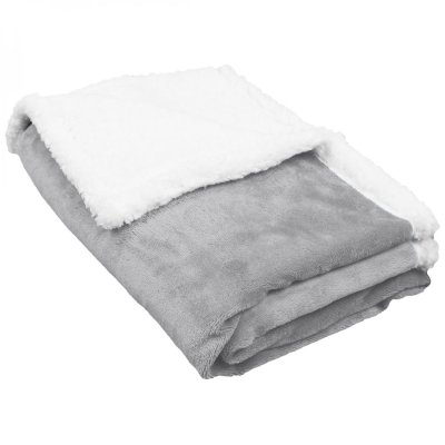 Couverture, plaid polaire pour b&eacute;b&eacute; 75 x 100 cm en flanelle et sherpa ultra doux - Gris