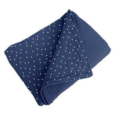 BEBE DOUCEUR Couverture pour b&eacute;b&eacute; en gaze de coton - Bleu fonc&eacute; - L 75 x l 75 cm