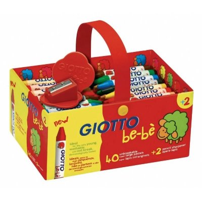 GIOTTO Craies &agrave; la cire b&eacute;b&eacute; incassables + 2 taille-crayons - Bo&icirc;te de 40