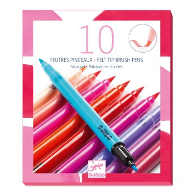 DJECO Crayons 10 Feutres pinceaux Rose