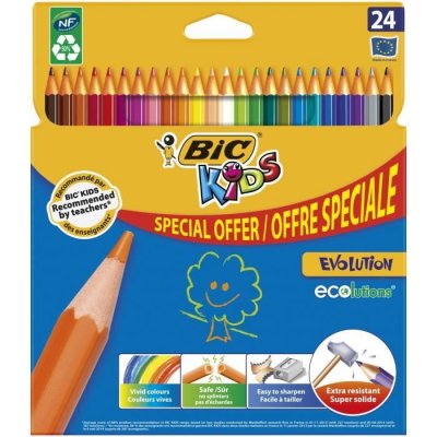 BIC Crayons De Couleur Kids Evolution X24  - La Bo&icirc;te De 24 Crayons