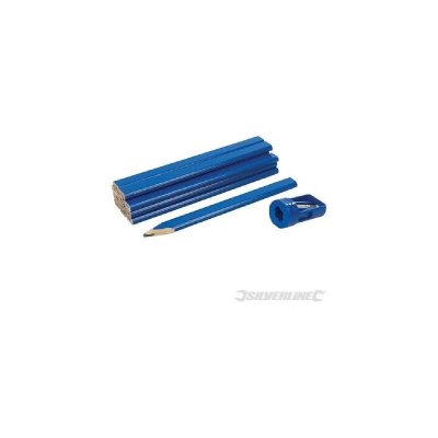 SILVERLINE Crayons de menuisier et taille-crayon, 13 pcs, 175 mm, 175 Mm