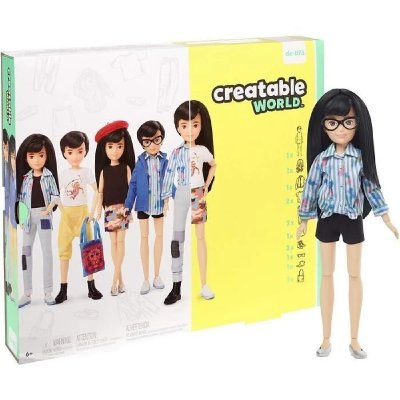  Creatable World poup&eacute;e avec accessoires set cheveux noirs 30 cm