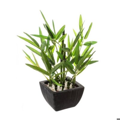 ATMOSPHERA Cr&eacute;ateur d'int&eacute;rieur - Plante Artificielle en Pot Bambou 26cm Noir