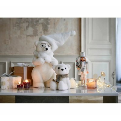  Cr&eacute;ateur d'int&eacute;rieur - Statuette D&eacute;co Ours Assis Polaire 19cm Blanc