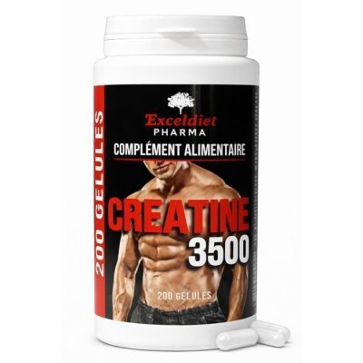 EXCELDIET PHARMA CREATINE MONOHYDRATE 100% PURE - 200 G&eacute;lules HPMC - BCAA & Acides Amines - Prise de Masse 