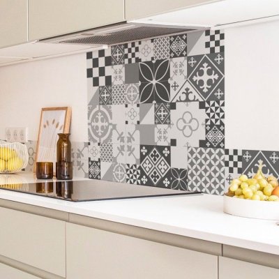 99DECO Cr&eacute;dence cuisine Aluminium CIMENT STYLE GRIS - Lot de 2 L100xH20cm